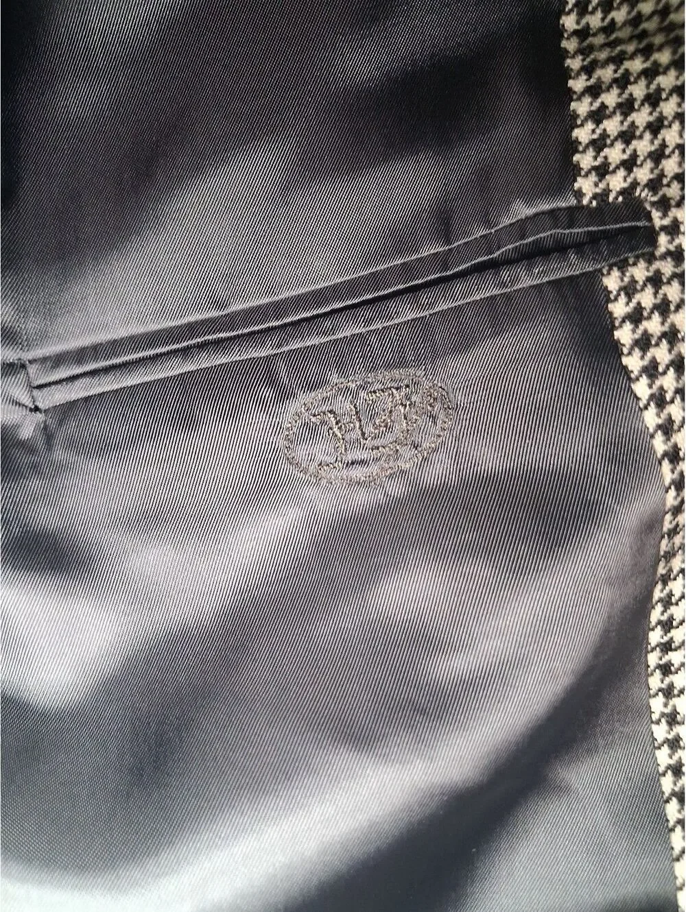 Hickey Freeman Sport Coat 44L White Houndstooth Cashmere